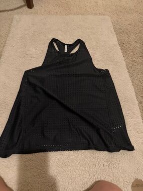 Athleta Oval Laser Cut Razor Back Tank Top Black Womens Size Large